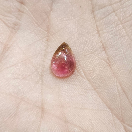 Small 6mm Watermelon Tourmaline Cabochon.