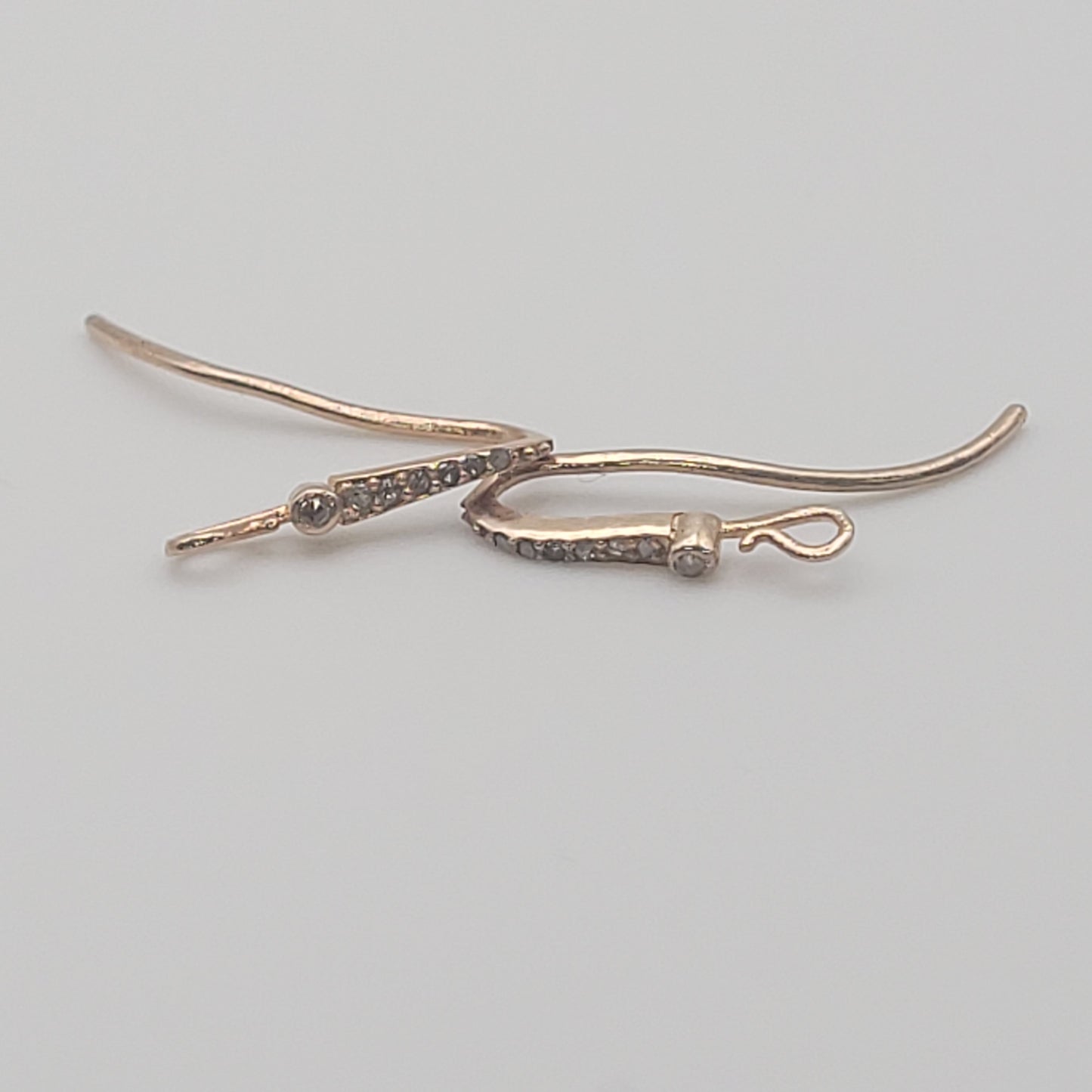 Small Rose Gold Diamond Earring Wire Pair.