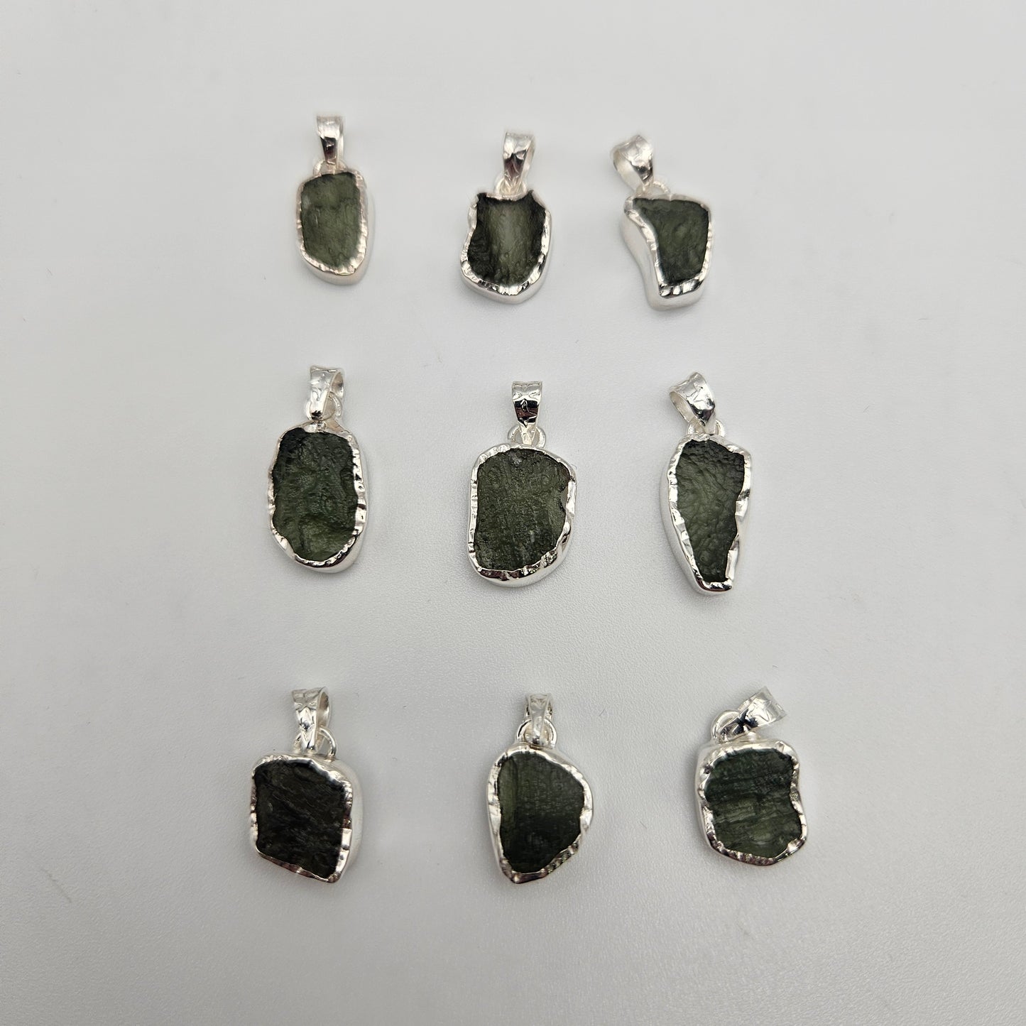 Sterling Silver Moldavite Bezel Pendant.