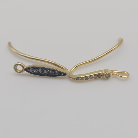 Small Vermeil Diamond Earring Wire Mismatched Pair.