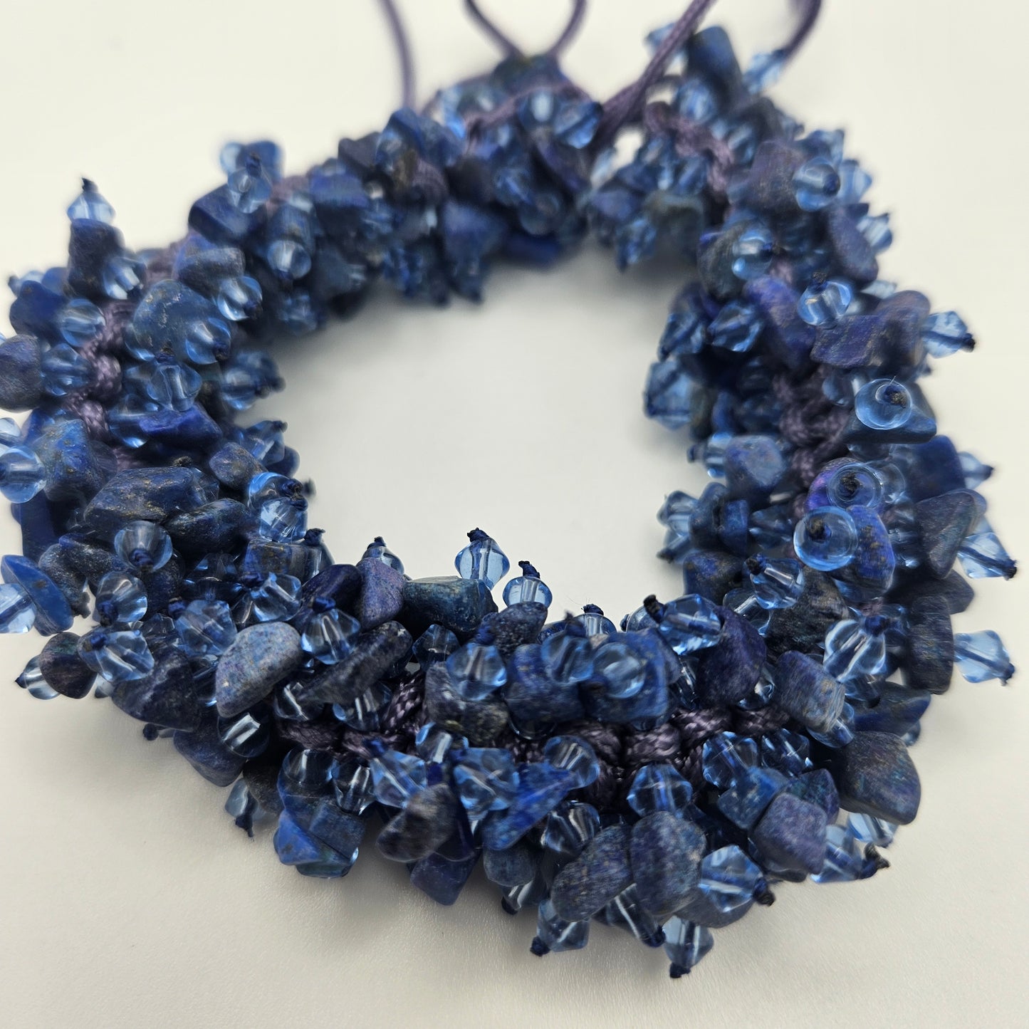 Sodalite Gemstone Cluster Macrame Bracelet Adjustable.