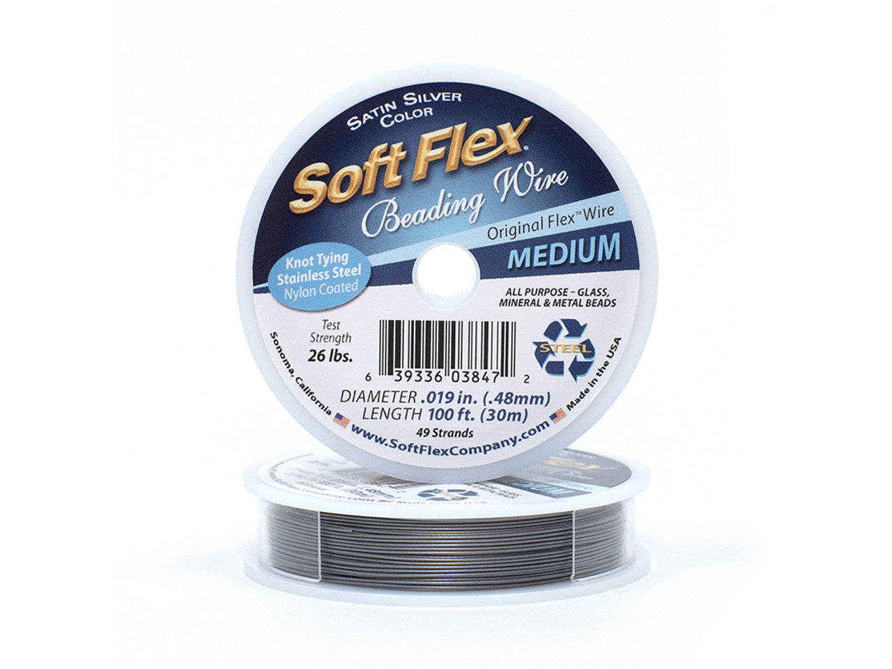 Soft Flex Wire MEDIUM 0.19 DIA 100 FT Satin Silver.