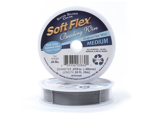 Soft Flex Wire MEDIUM 0.19 DIA 30 FT SATIN SILVER.