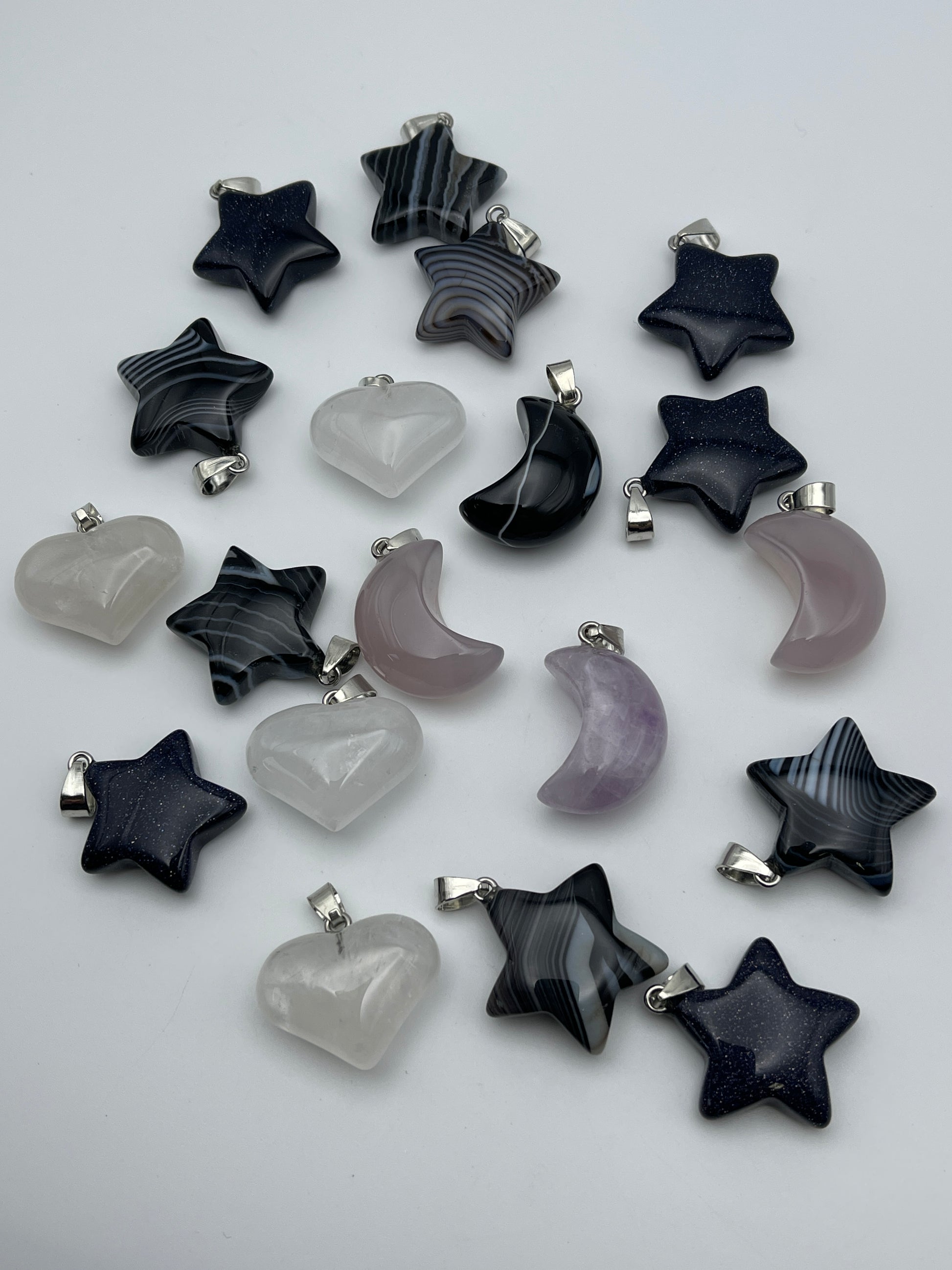 Star Moon Heart Gemstone Pendant.