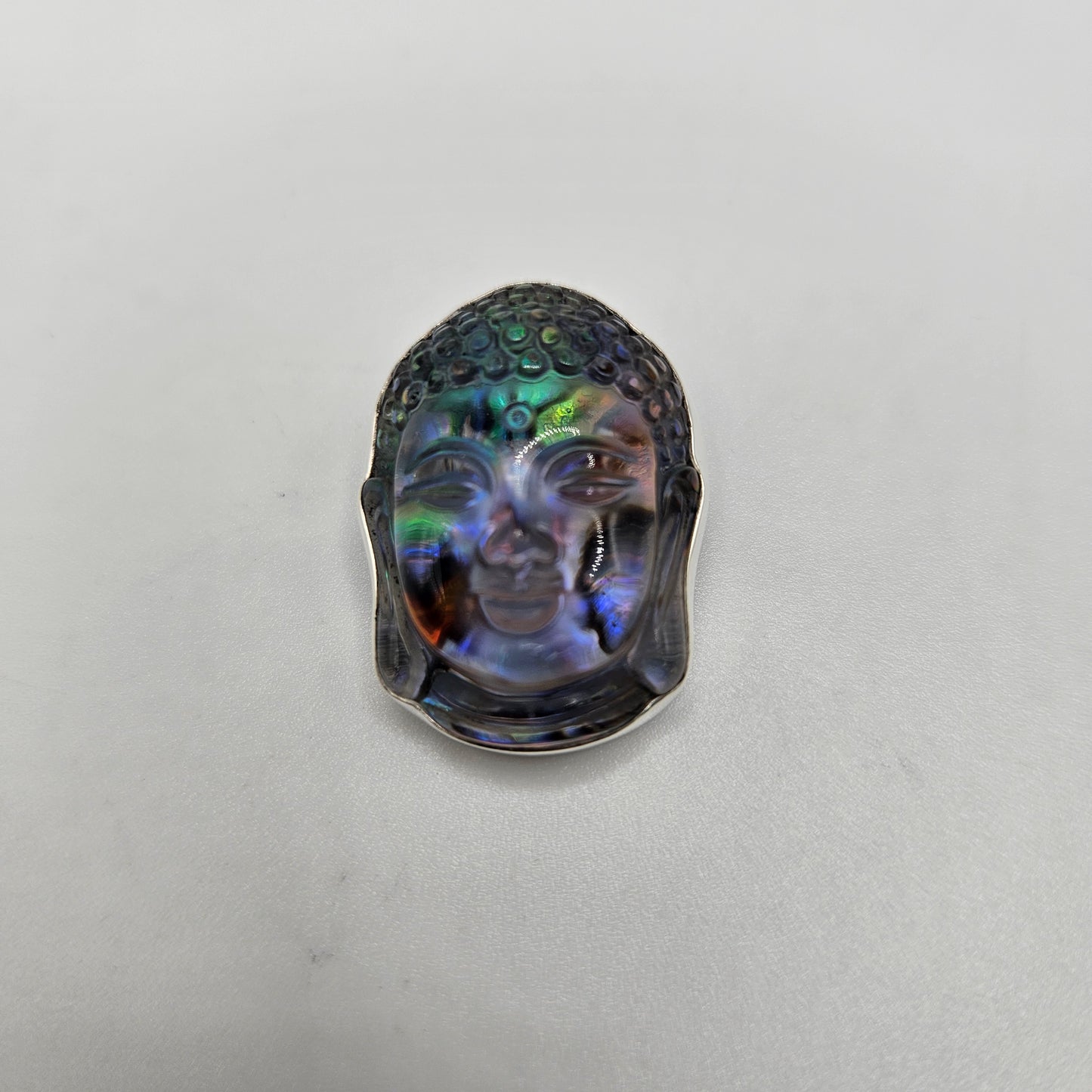 Sterling Silver Abalone Shell Quartz Pendant.