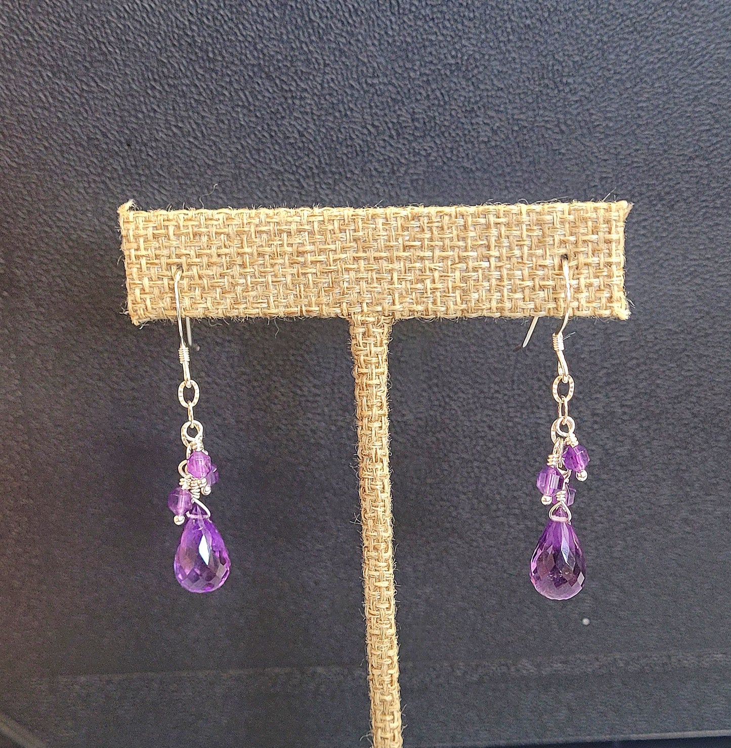 Sterling Silver Amethyst Dangle Earrings.