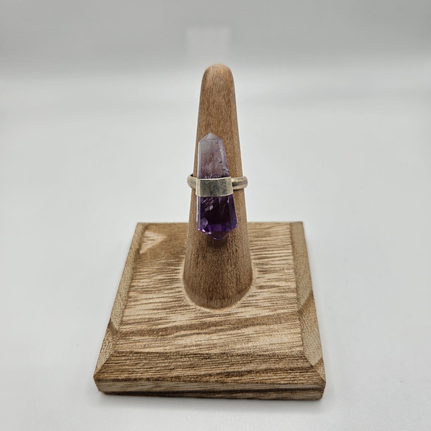 Sterling Silver Amethyst Point Ring Adjustable.