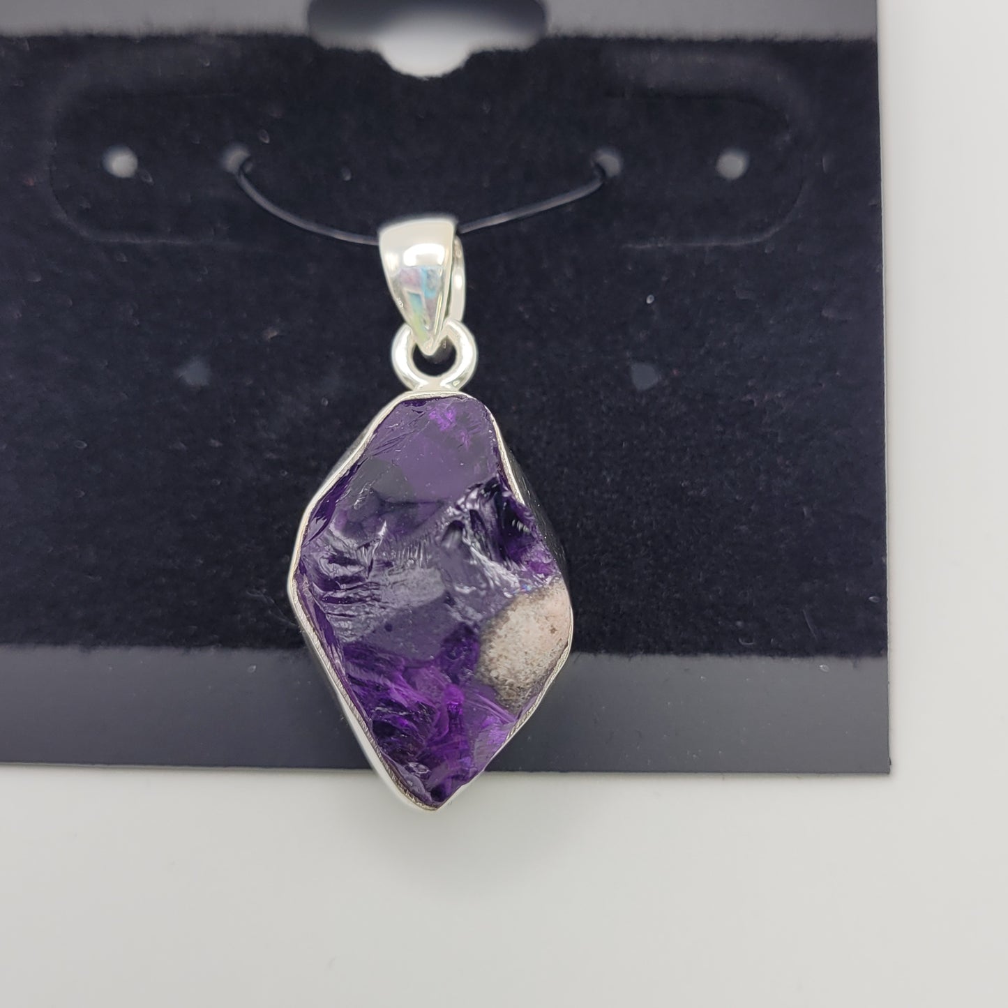 Sterling Silver Amethyst Rough Pendant.