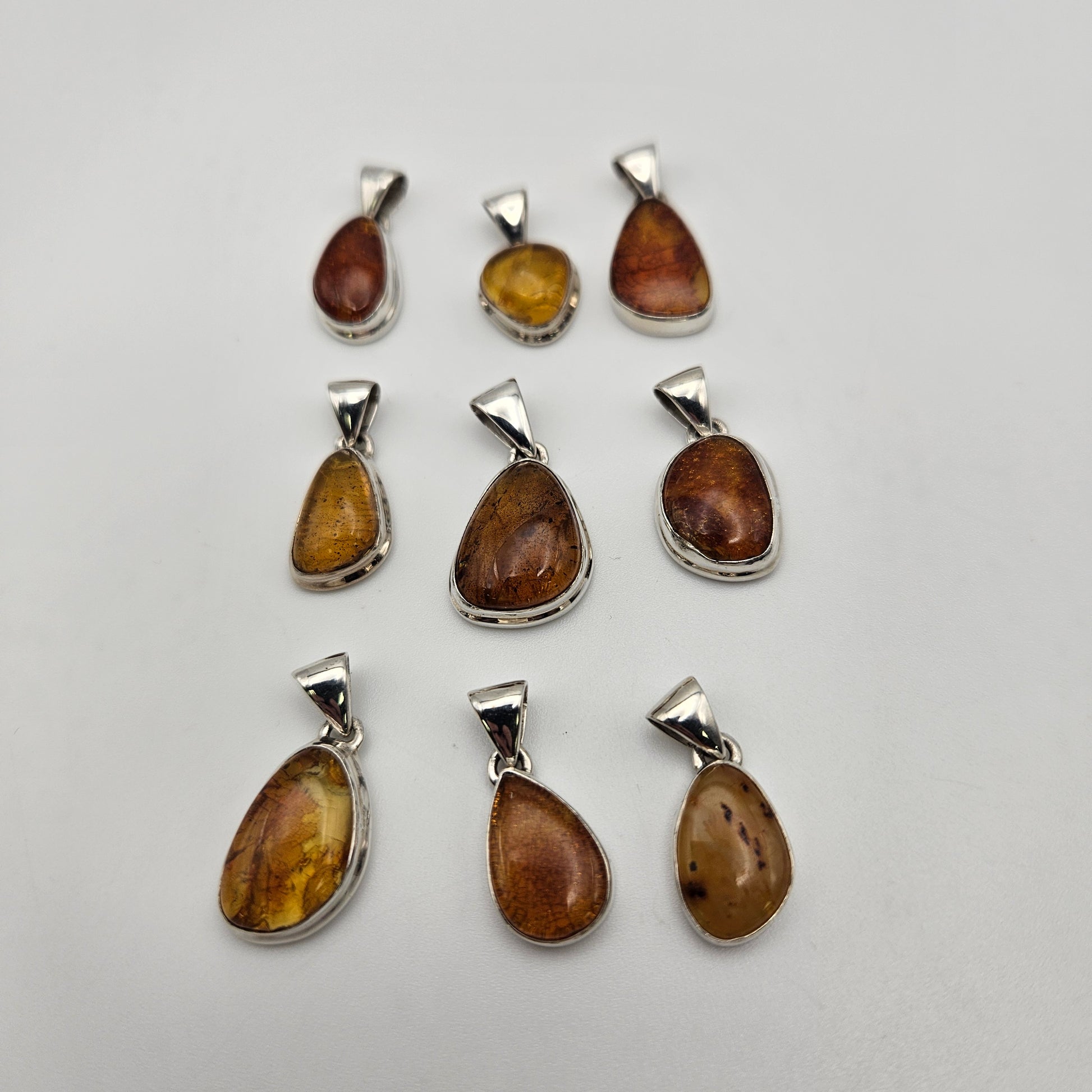 Sterling Silver Baltic Amber Bezel Pendant.