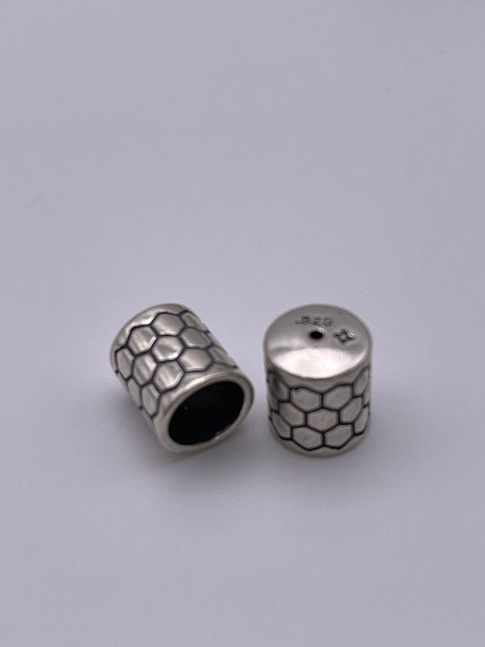 Sterling Silver Bead End 10mm 8mm Hole Hive Design Single.