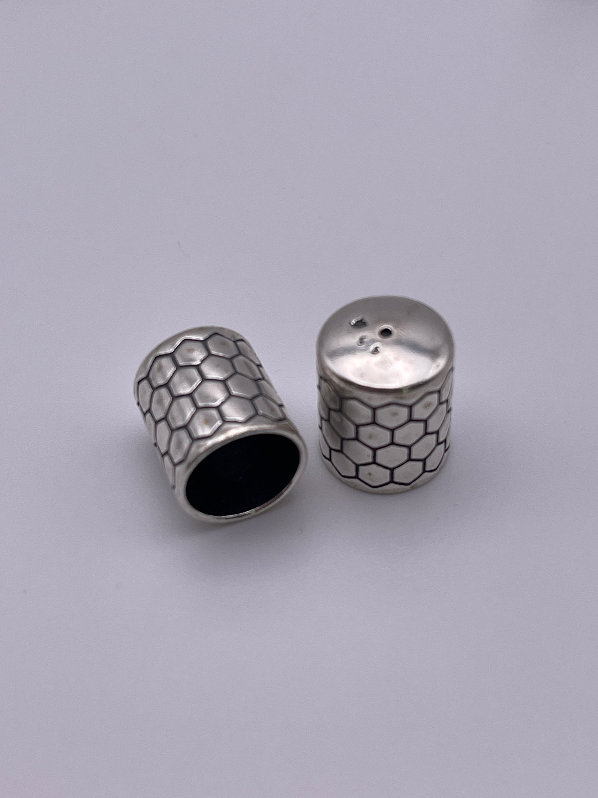 Sterling Silver Bead End 12mm 1/2” Hive Design Single.