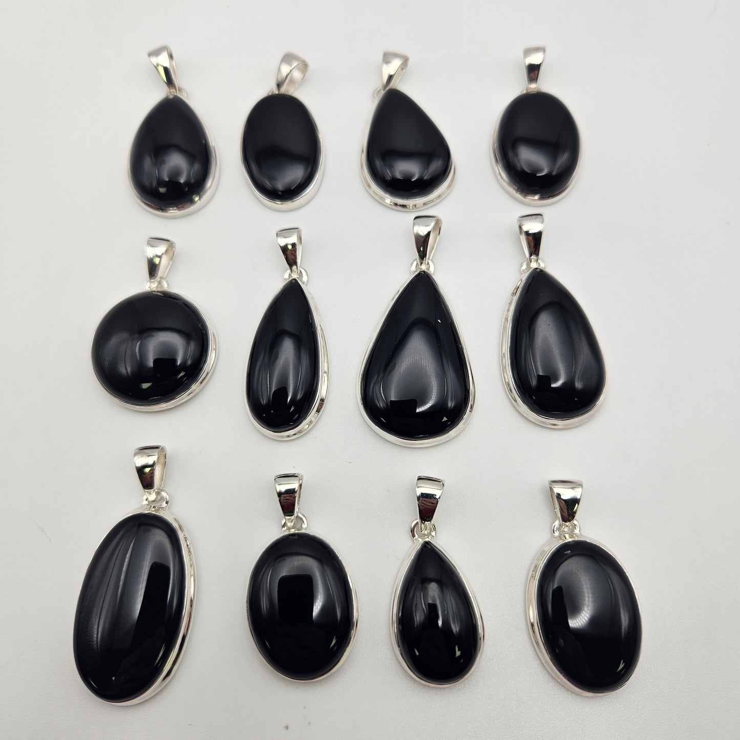 Sterling Silver Black Onyx Bezel Pendant.