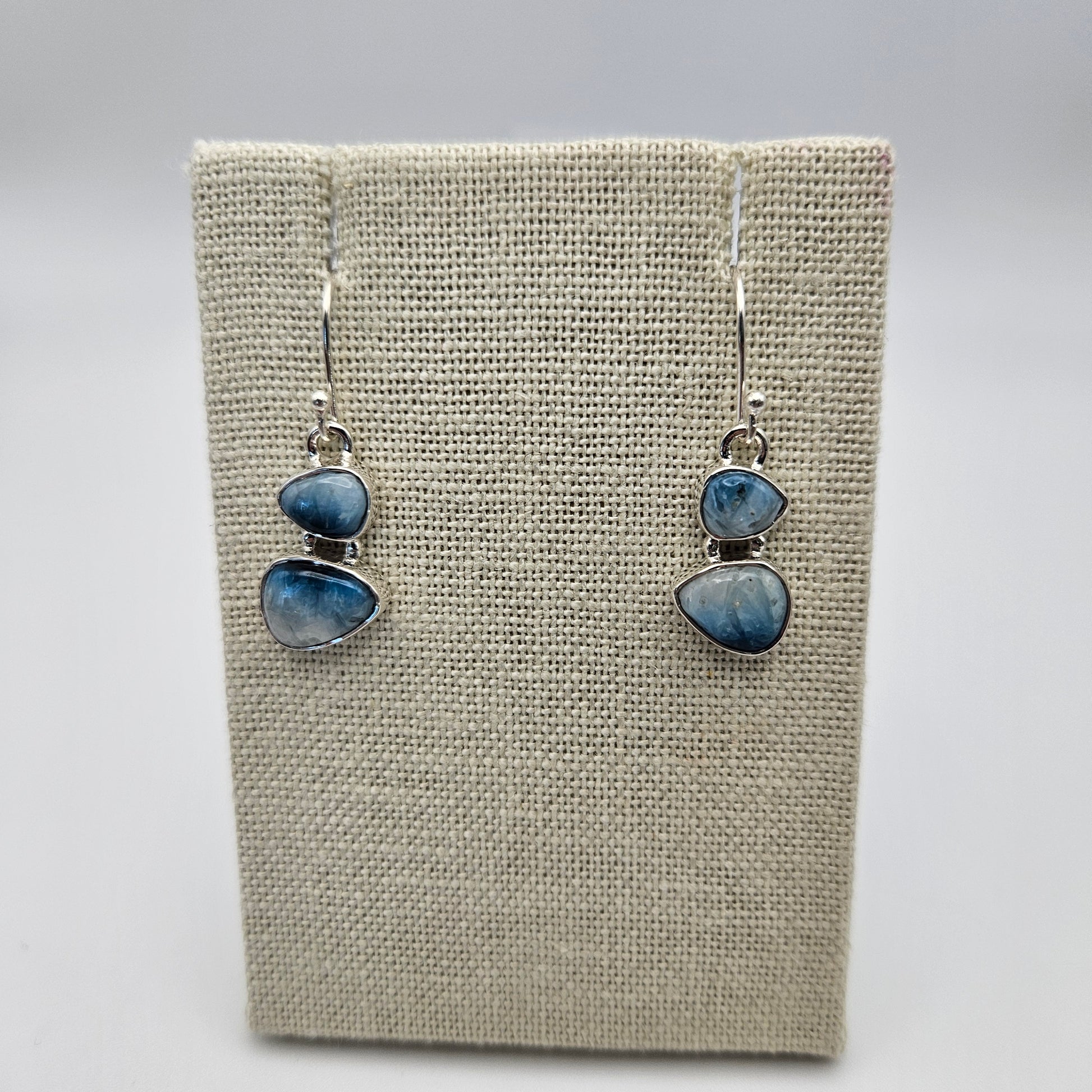 Sterling Silver Blue Ice Glacierite Dangle Earrings 0.75 inch.