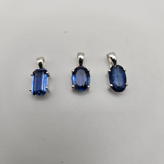 Sterling Silver Blue Kyanite Bezel Pendant.