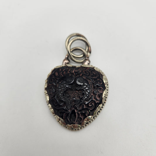 Sterling Silver Carved Black Onyx Pendant.