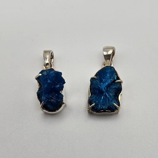 Sterling Silver Cavansite V Bail Pendant 1 inch.