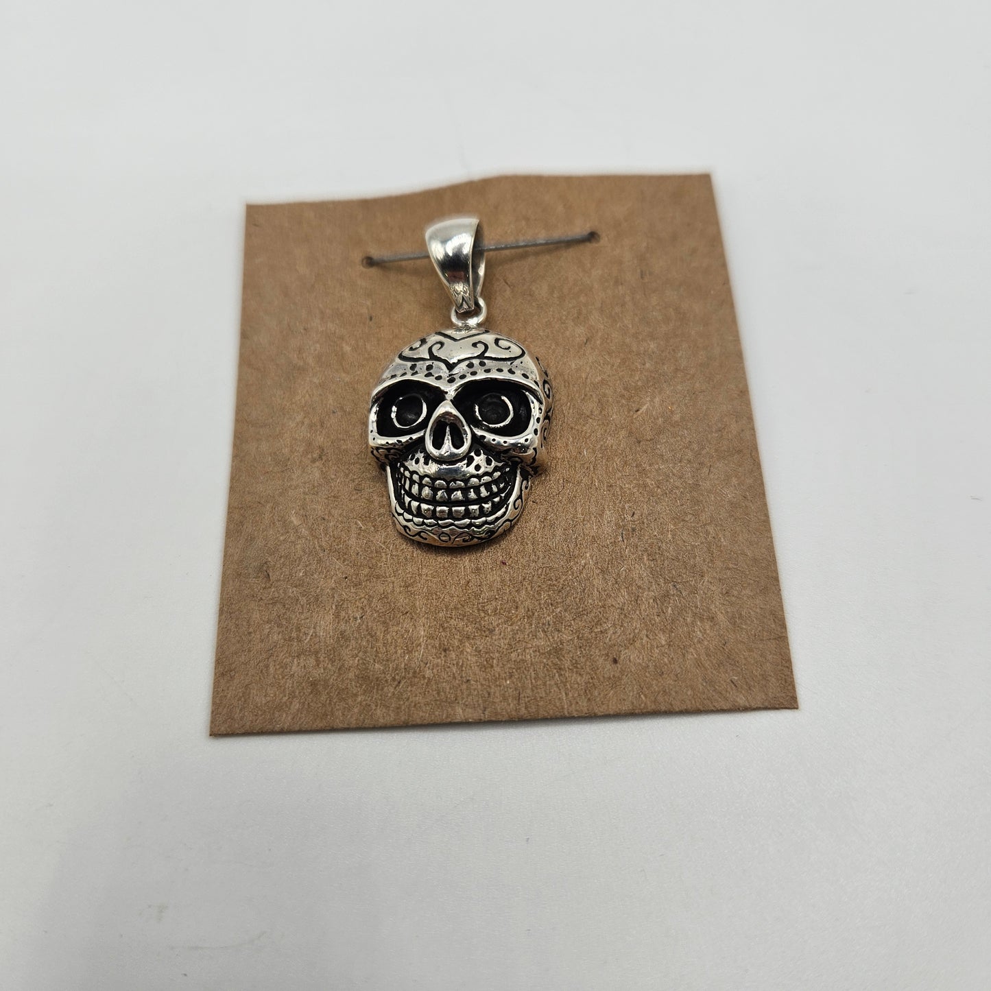 Sterling Silver Day of Dead Skull Pendant.