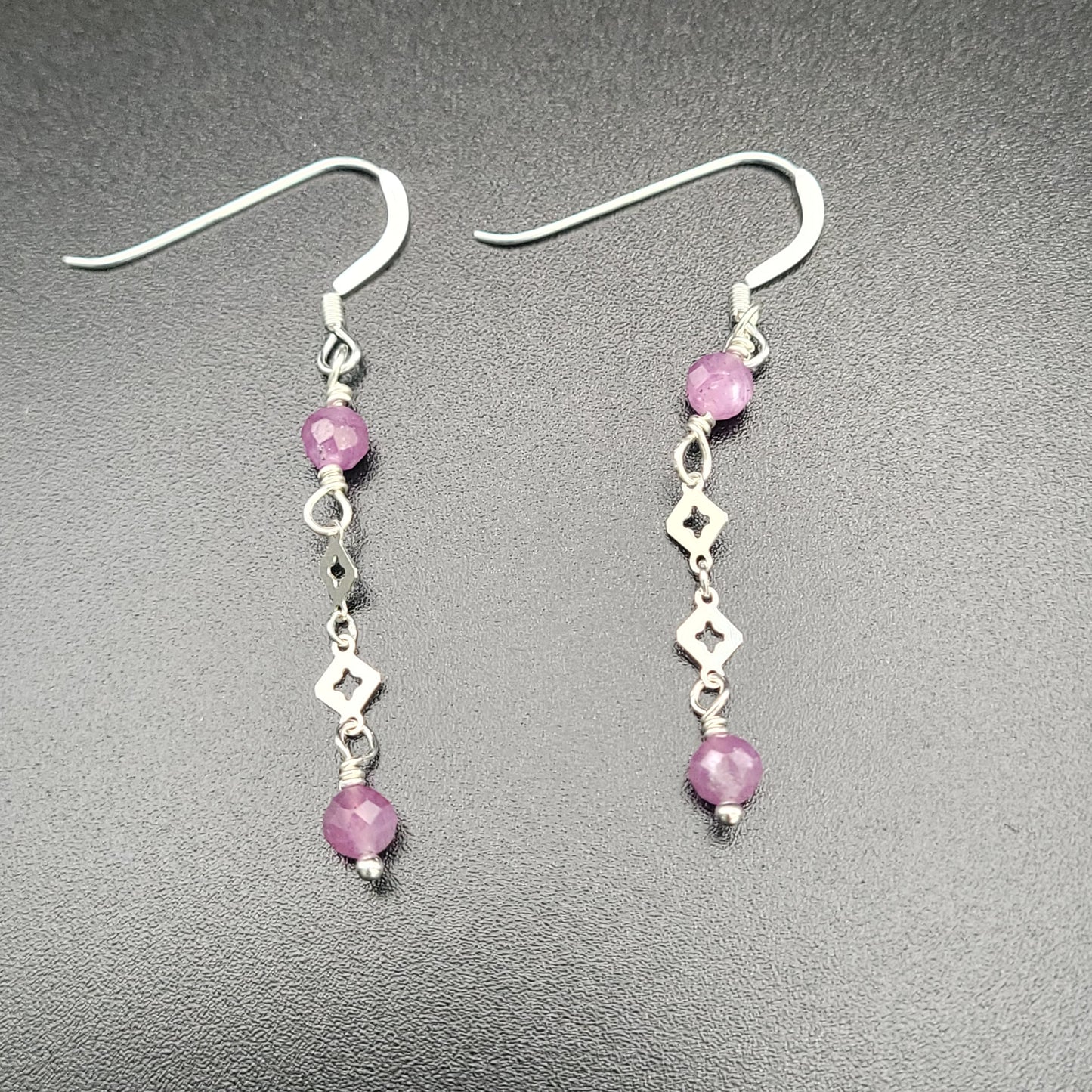 Sterling Silver Double Ruby Earrings.