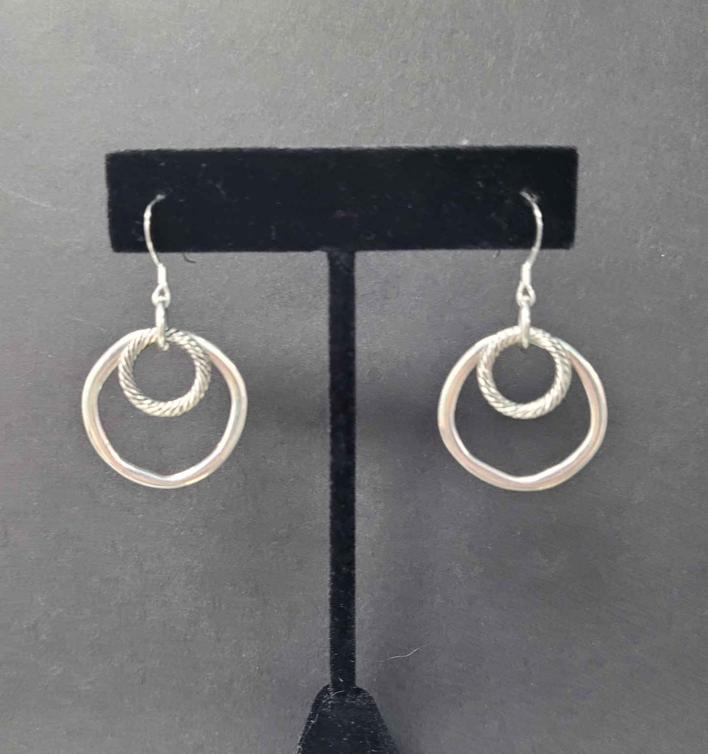 Earrings Made With Sterling Silver Ear Wire With Pewter Rings.