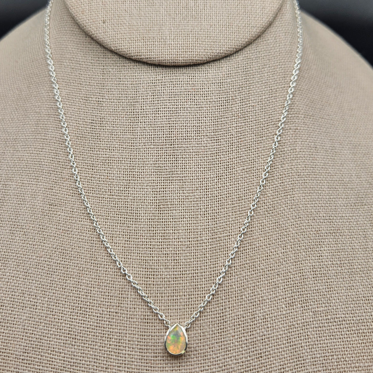 Sterling Silver Ethiopian Opal Choker Necklace 17 inch.