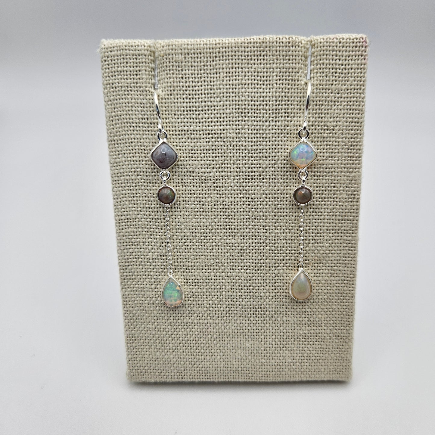 Sterling Silver Ethiopian Drop Threader Earrings 2 inch.