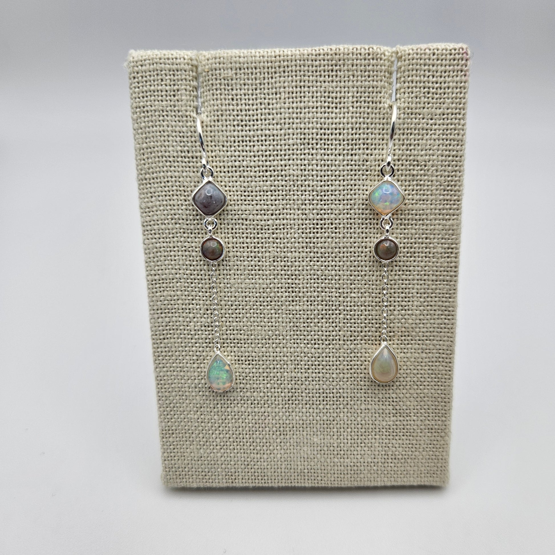 Sterling Silver Ethiopian Drop Threader Earrings 2 inch.