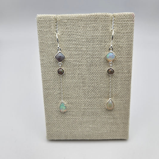 Sterling Silver Ethiopian Drop Threader Earrings 2 inch.