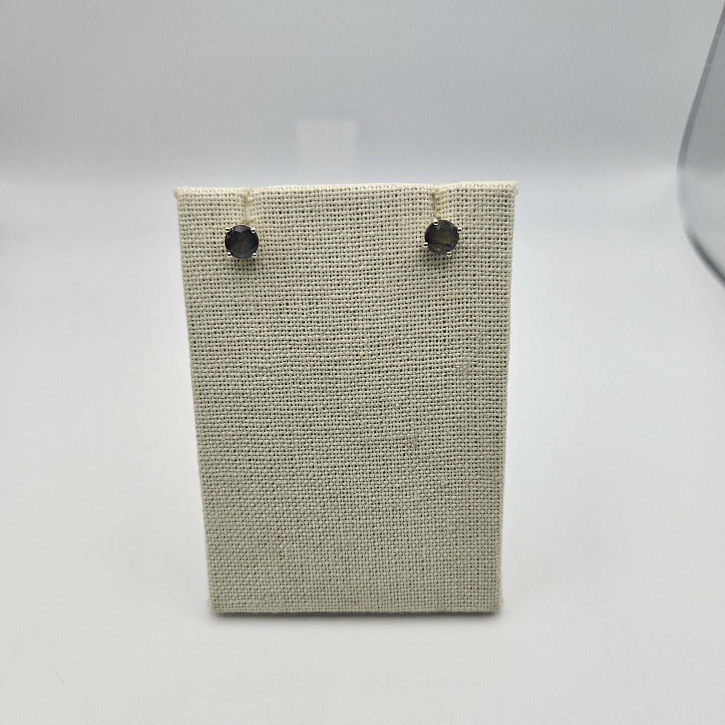 Sterling Silver Faceted Round Labradorite Earrings 6mm.