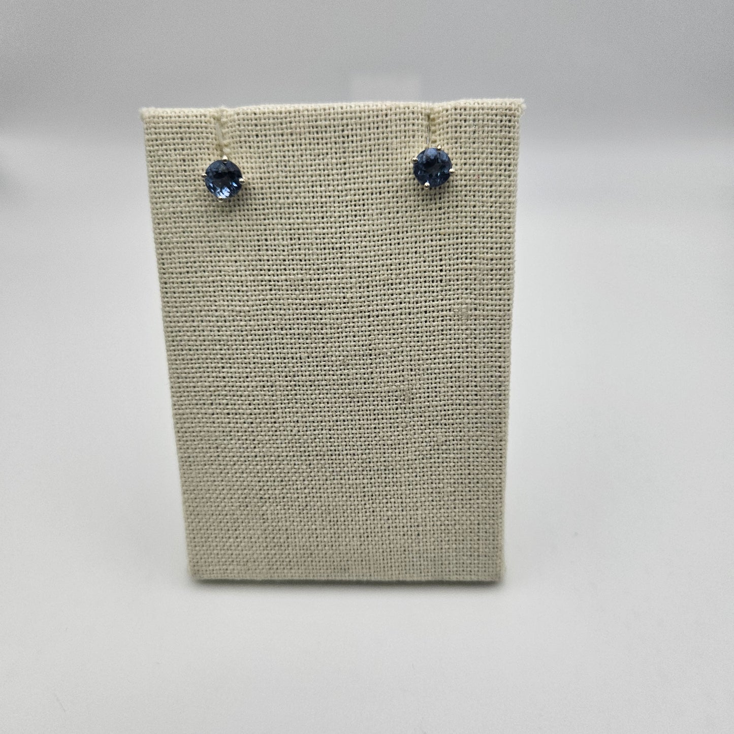 Sterling Silver Faceted Round Teal Fluorite Earrings 6mm.