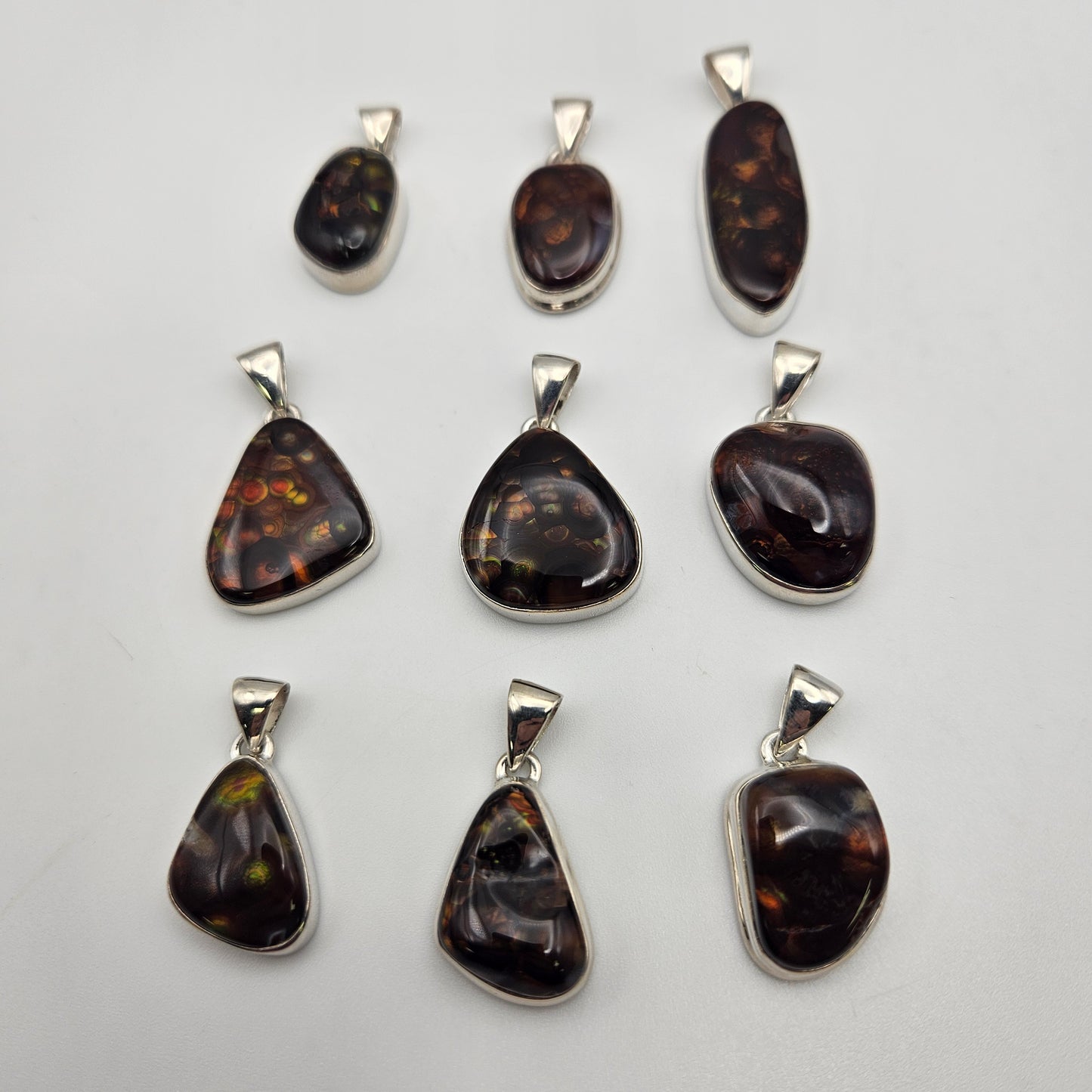 Sterling Silver Fire Agate Bezel Pendant.
