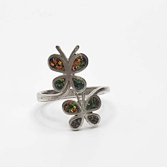 Sterling Silver Fire Opal Butterfly Ring.