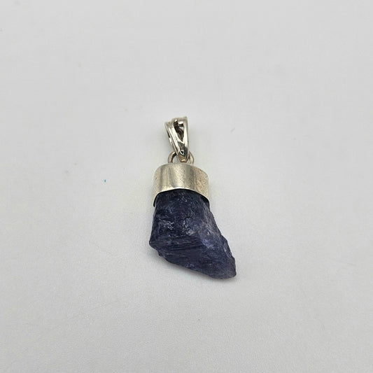 Sterling Silver Freeform Rough Tanzanite Pendant 1.25 inch.