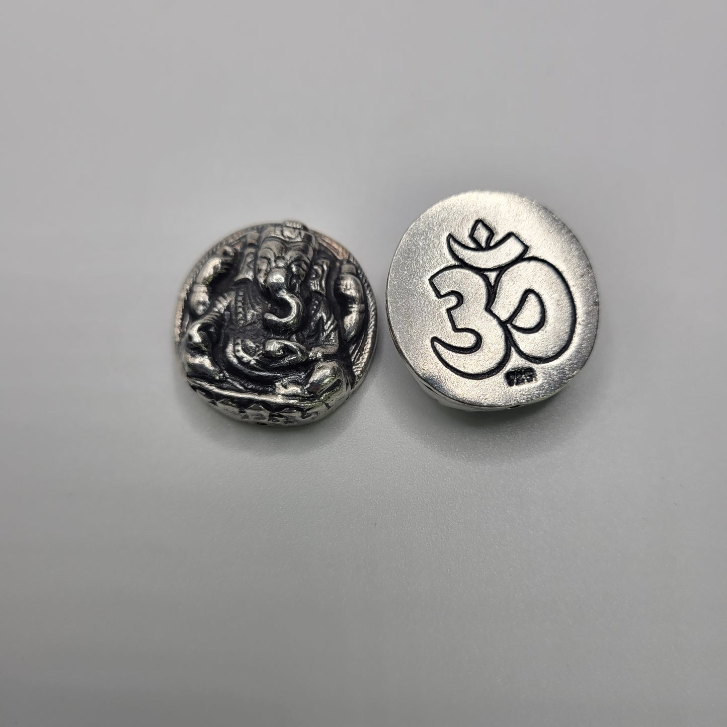 Sterling Silver Ganesha Bead With Ohm On Back.