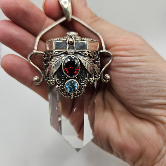 Sterling Silver Gemstone Cap Pendant.