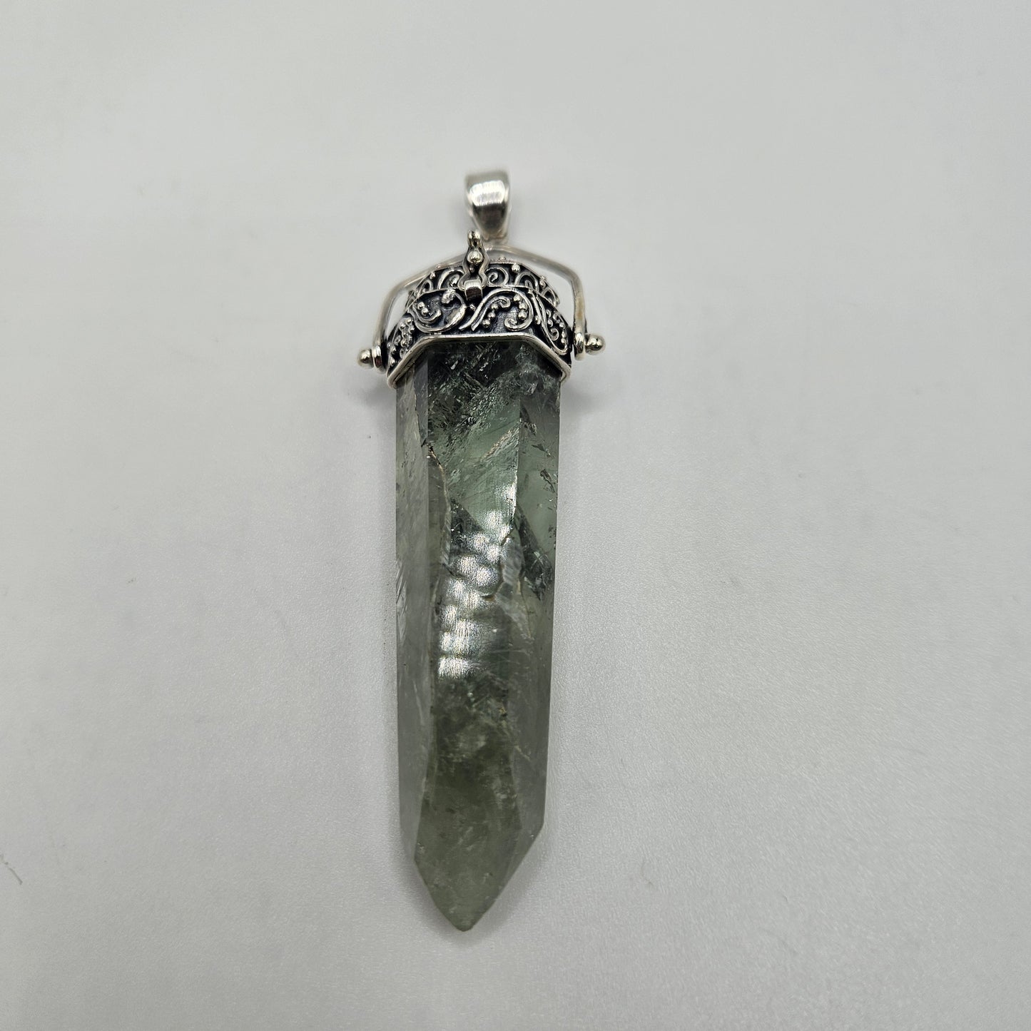 Sterling Silver Green Quartz Poison Pendant.