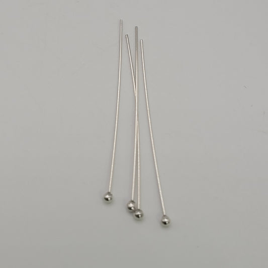 Sterling Silver Head Pin w/Ball 24g 1.5" 10 pack.