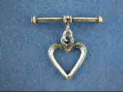 Sterling Silver Heart Toggle Clasp 11mm.