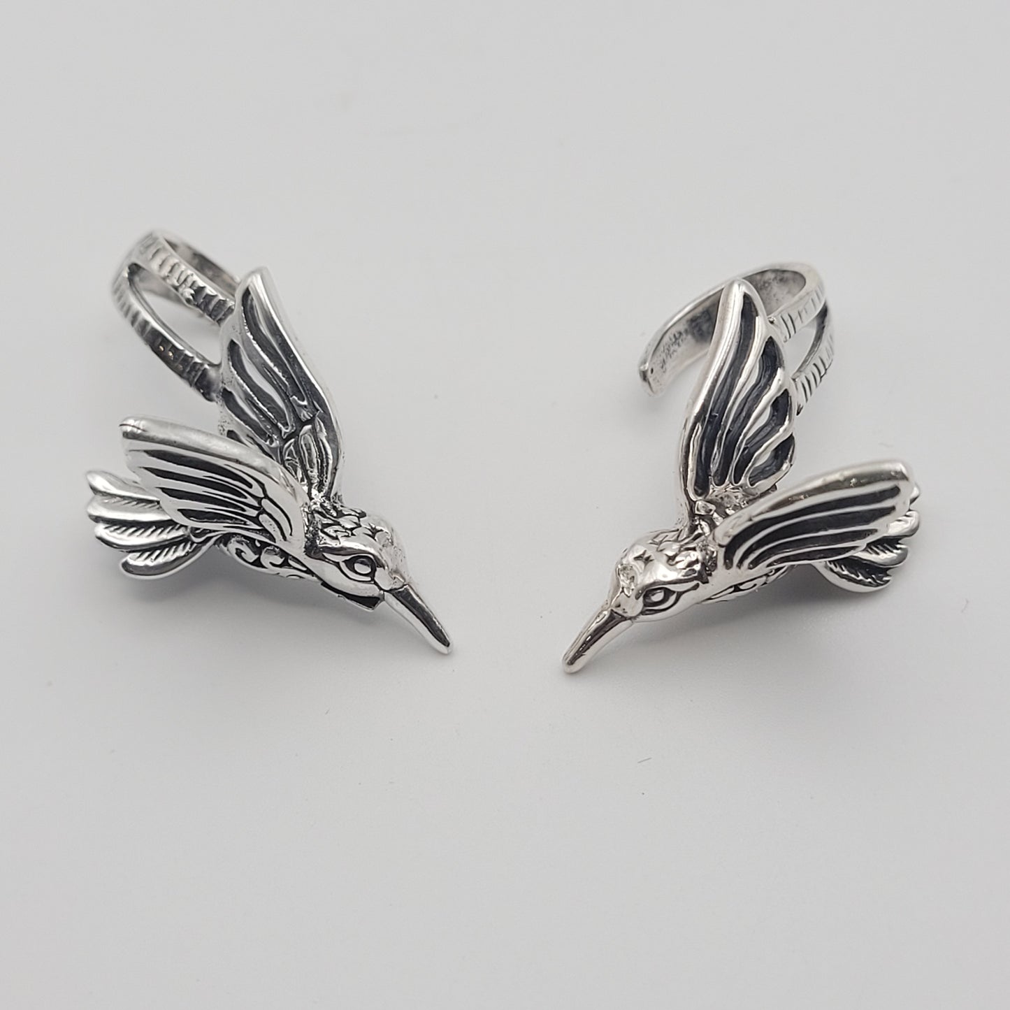 Sterling Silver Hummingbird Ear Cuffs.