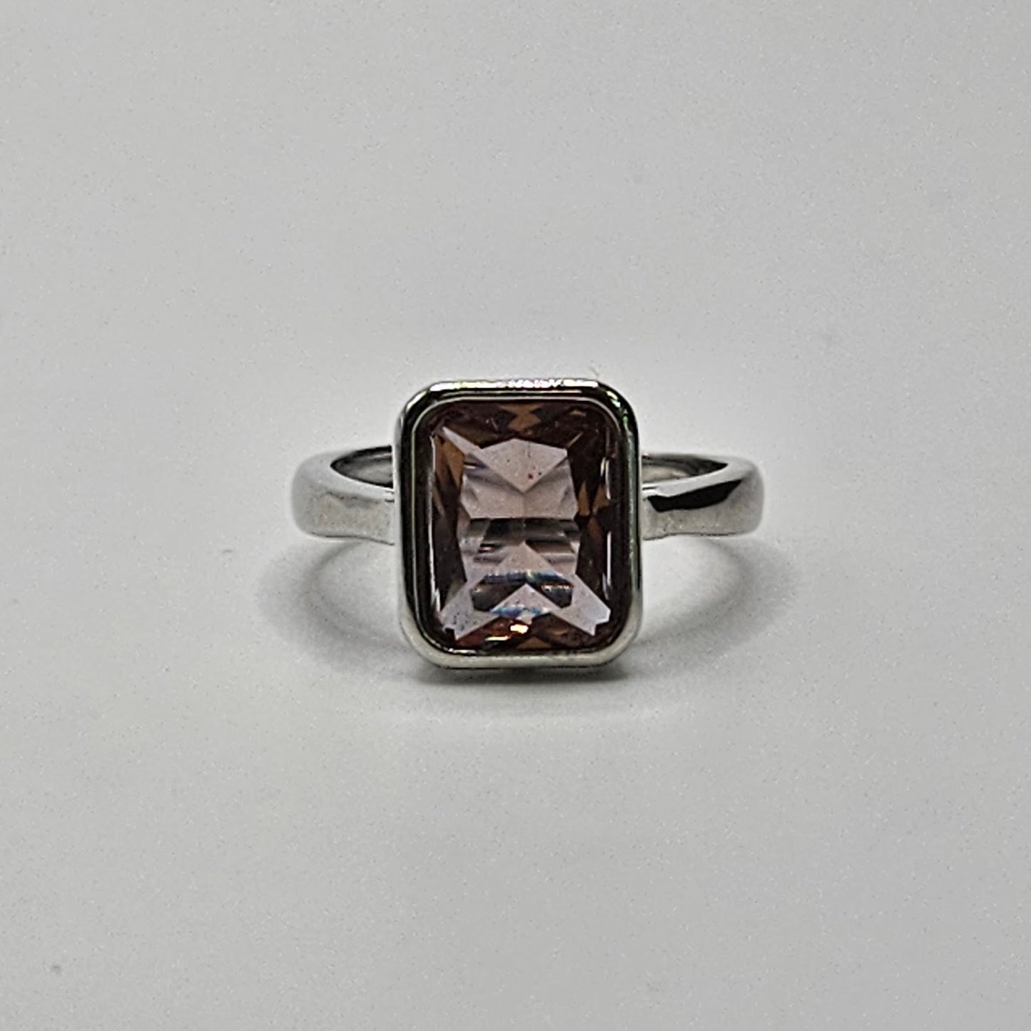 Sterling Silver Lab Grown Alexandrite Rectangle Ring.