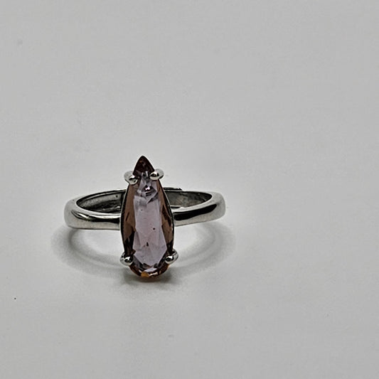 Sterling Silver Lab Grown Alexandrite Teardrop Ring.
