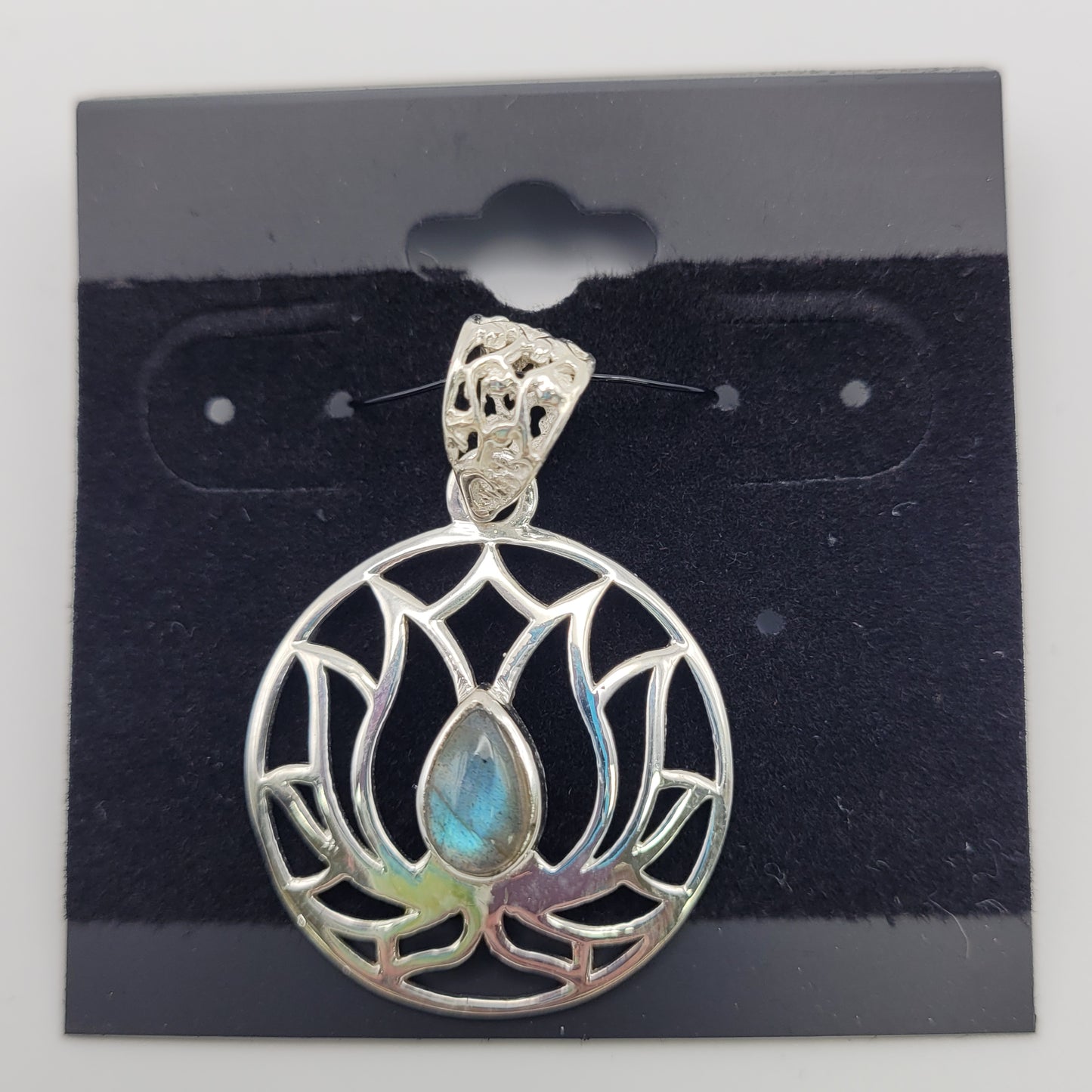 Sterling Silver Labradorite Lotus Pendant.