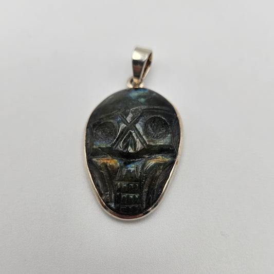Sterling Silver Labradorite Skull Pendant 1 inch 75.99.