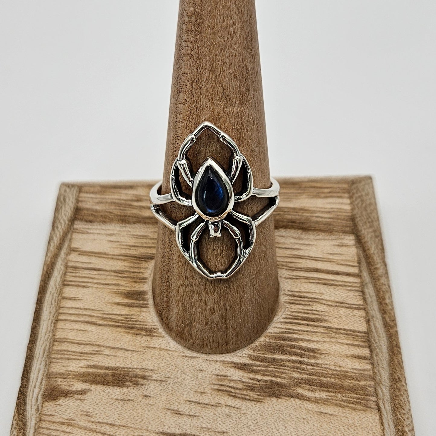 Sterling Silver Labradorite Spider Ring Size 9.