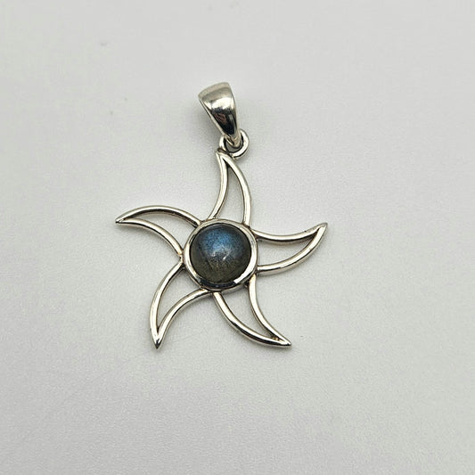 Sterling Silver Labradorite Star Pendant 1 inch.