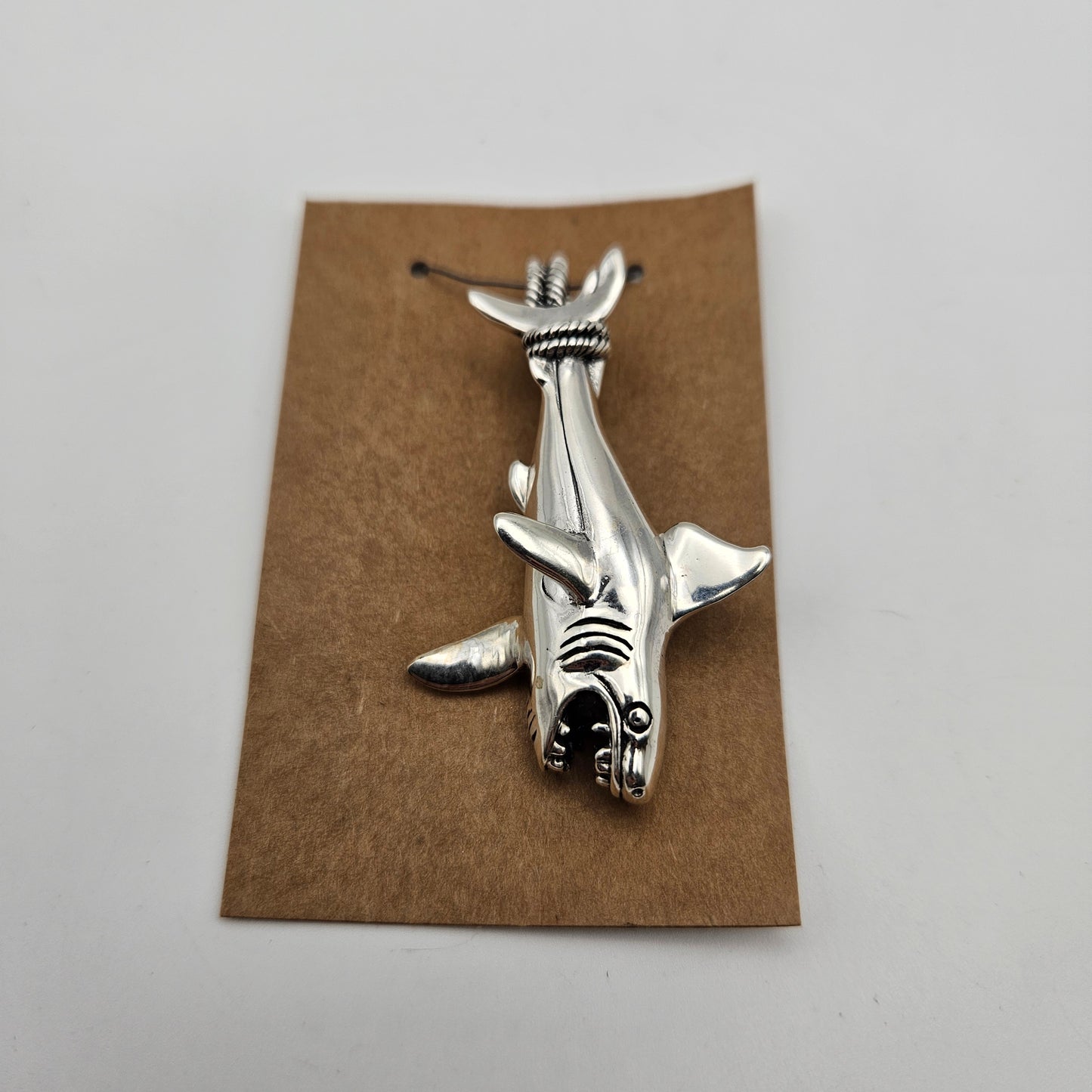Sterling Silver Large Shark Pendant.