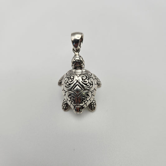 Sterling Silver Large Turtle Pendant.