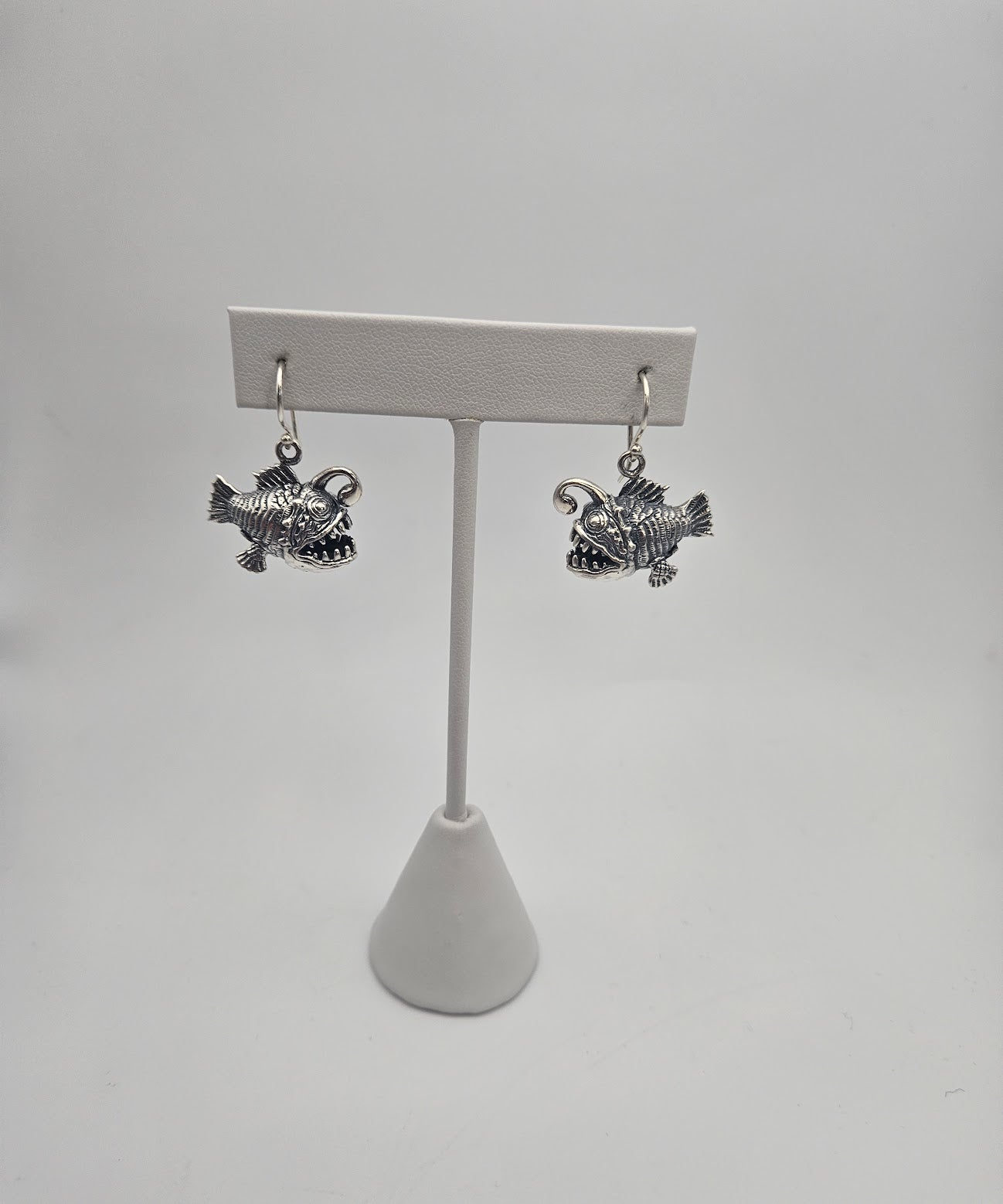 Sterling Silver Light Blub Fish Earrings.