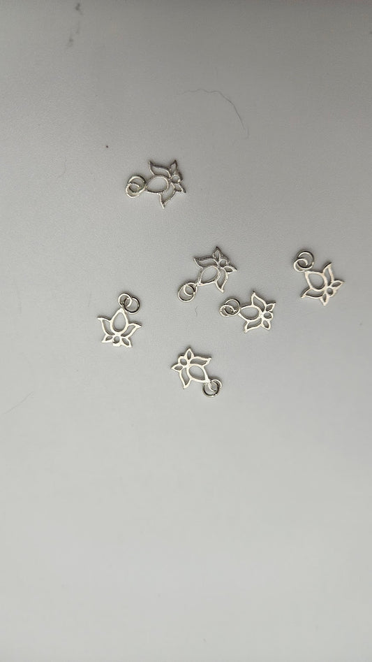 Sterling Silver Lotus Charm Single.