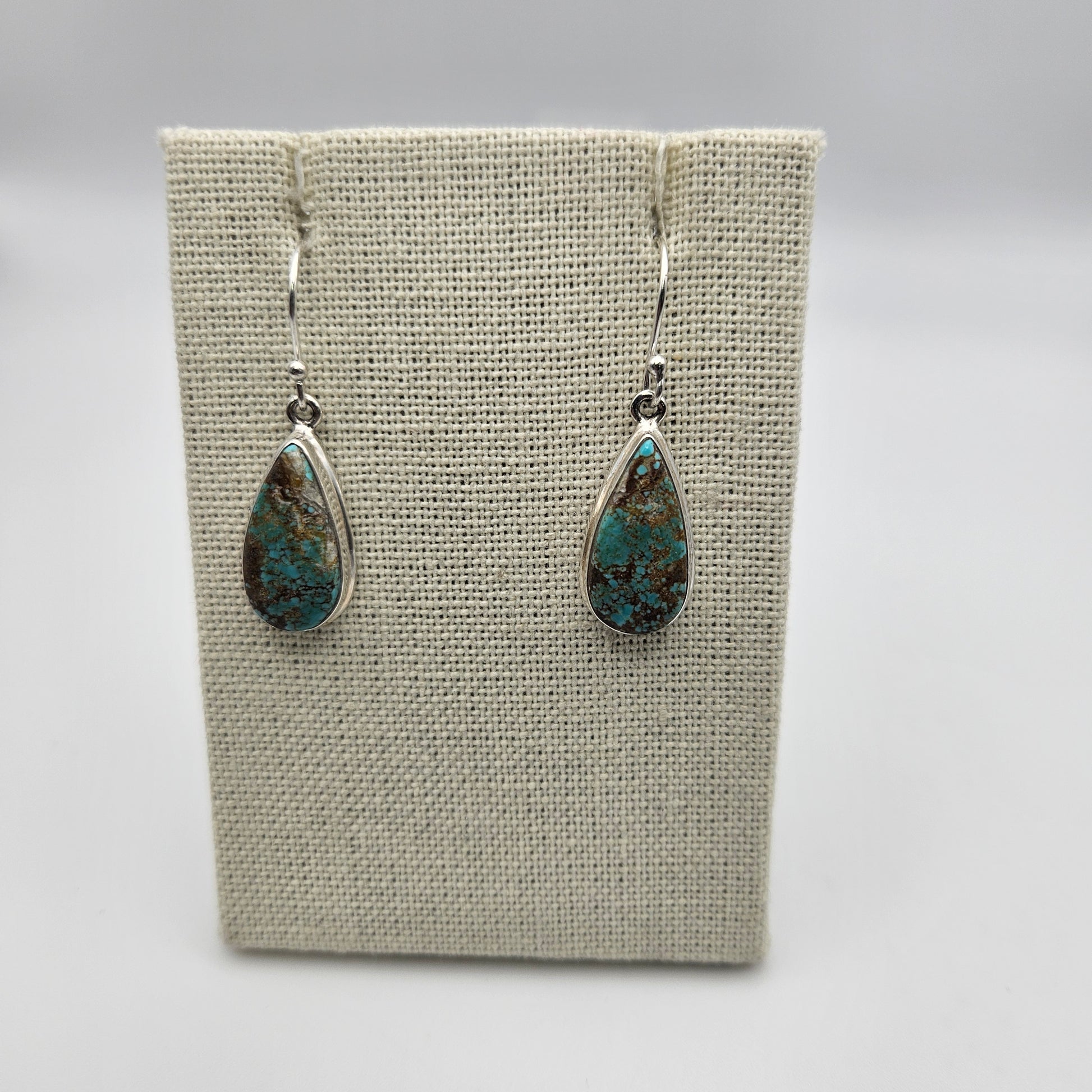 Sterling Silver Number 8 Turquoise Bezel Earrings.