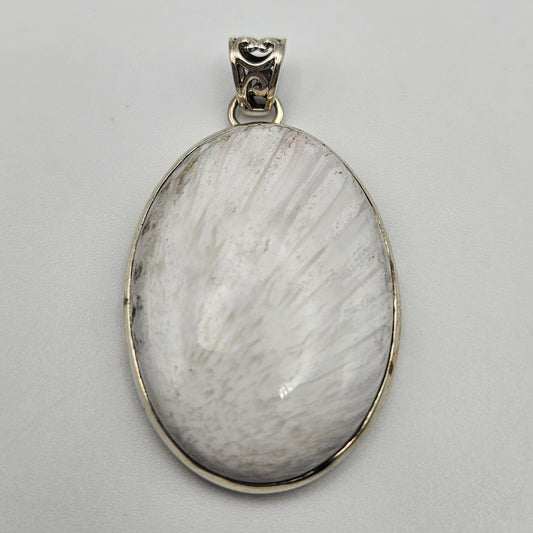 Sterling Silver Oval Shape Scolosite Pendant 2.25 inch.